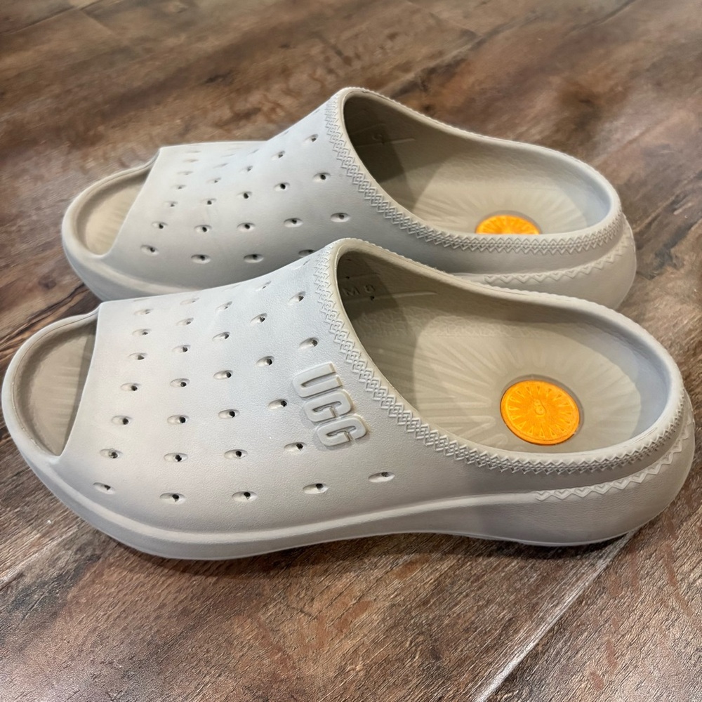 UGG Lightweight Perforated Slide Clogs in Off-White